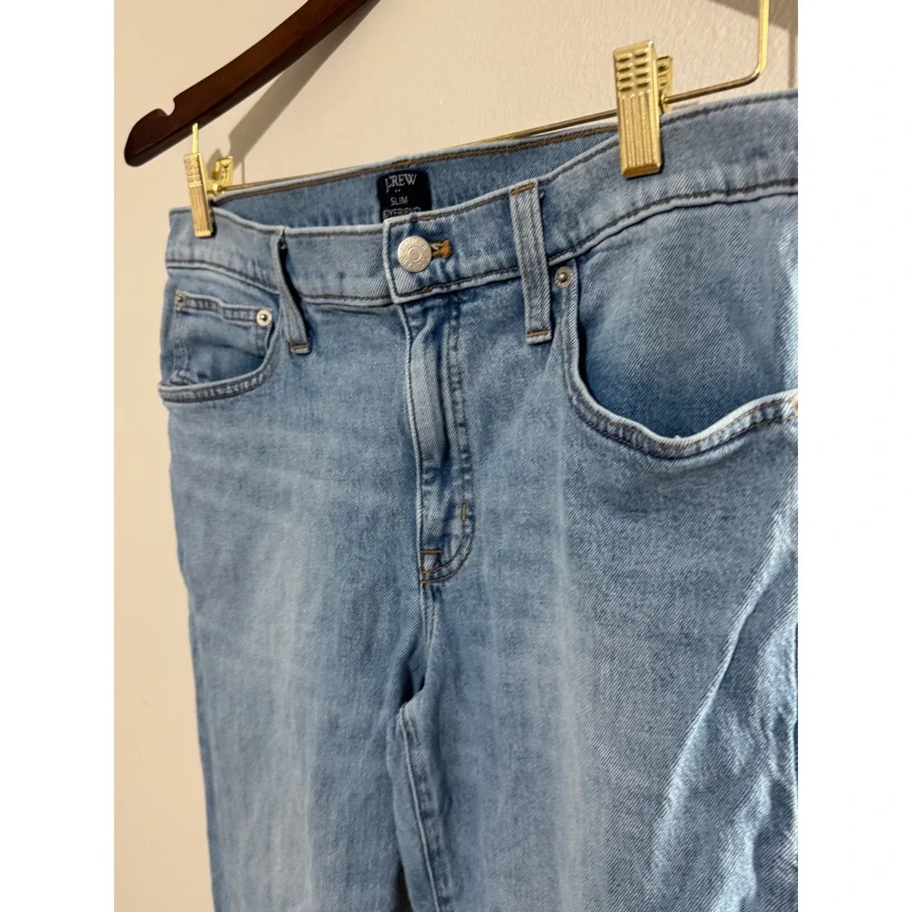 J.Crew Slim Boyfriend Jeans Light Wash Blue Denim Size 30 Mid Rise Straight Leg - Picture 3 of 8